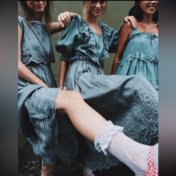 Innika Choo Seafoam Scallop Frill Ruffle Mini Dress 0 - Picture 5 of 6